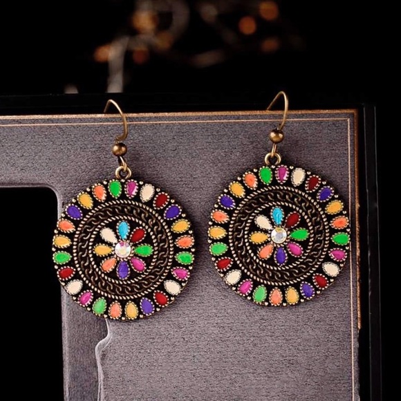GlitzBlitz Boutique Jewelry - Any 2/$20! Bronze Boho Multi-Color Dangle Earrings